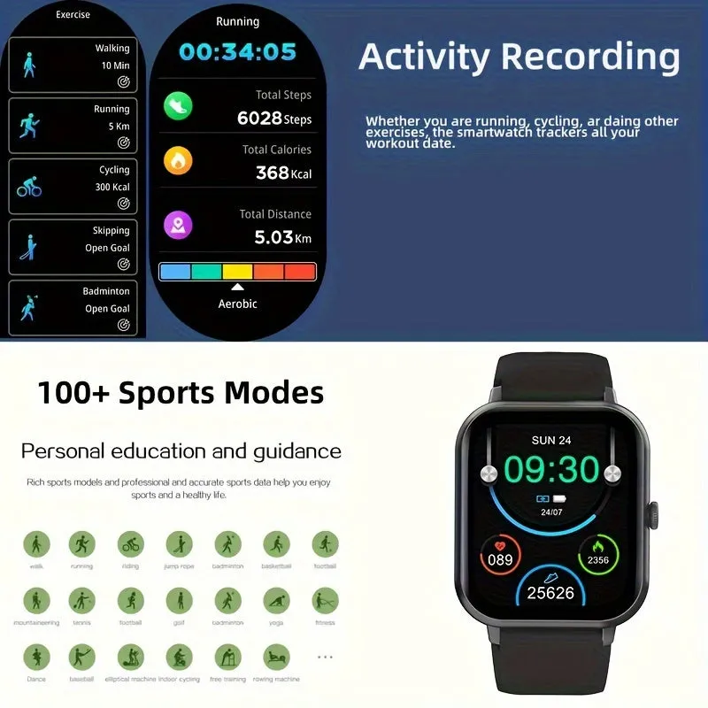 Smart Watch With Answering/Wireless Calls, 4.65 Cm HD Screen, Fitness Tracker, 123 Sports Modes, Fitness, Steps/Calories, Sitting Reminder, Message Push, Remote Photo, Music Control, AI Voice Assistant Smart Watch FS