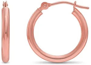 SOLID 14K Rose Gold 2MM Classic Hoops Earrings