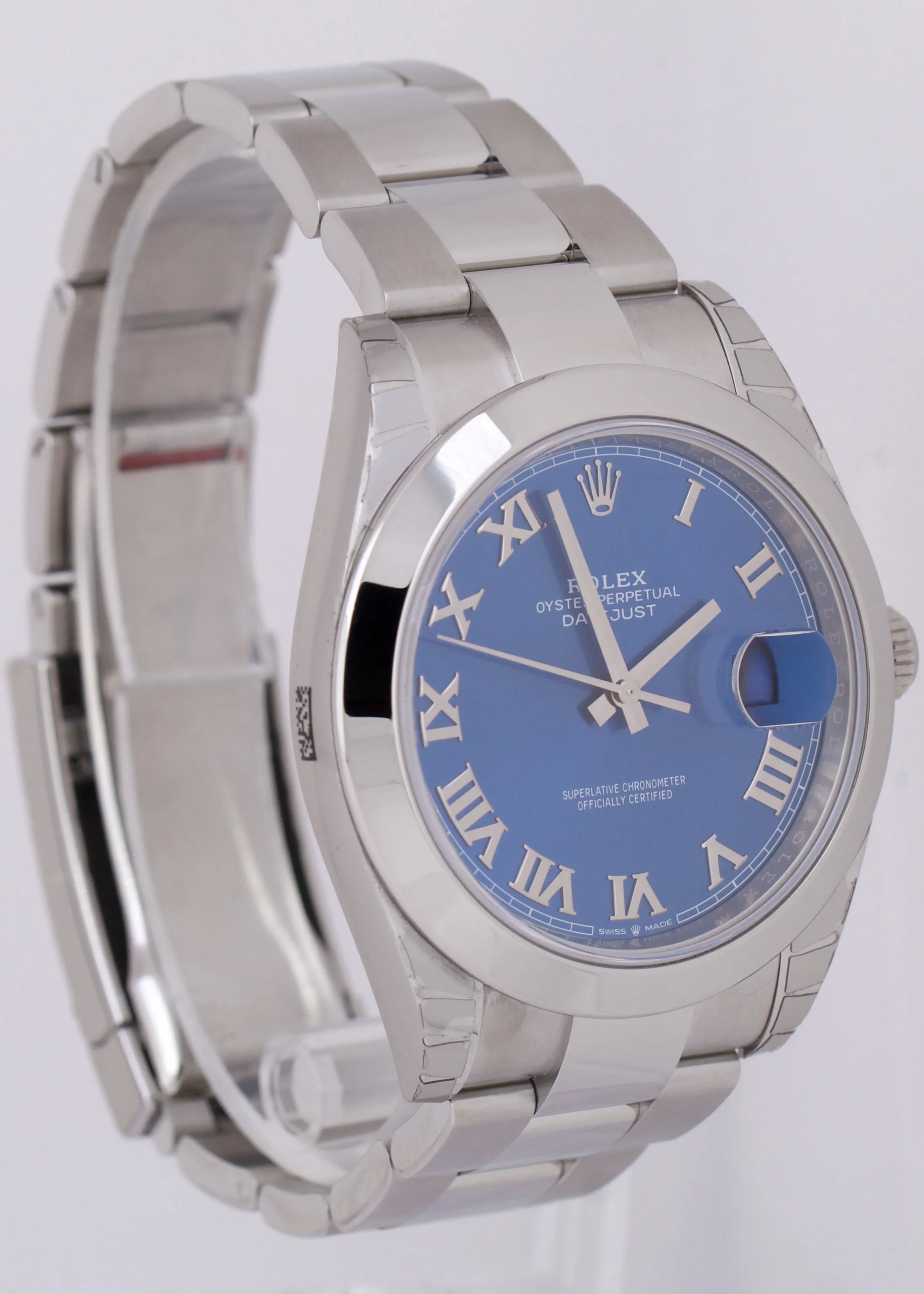 STICKERED 2021 PAPERS Rolex DateJust 41 AZZURRO BLUE Steel Oyster 126300 B P