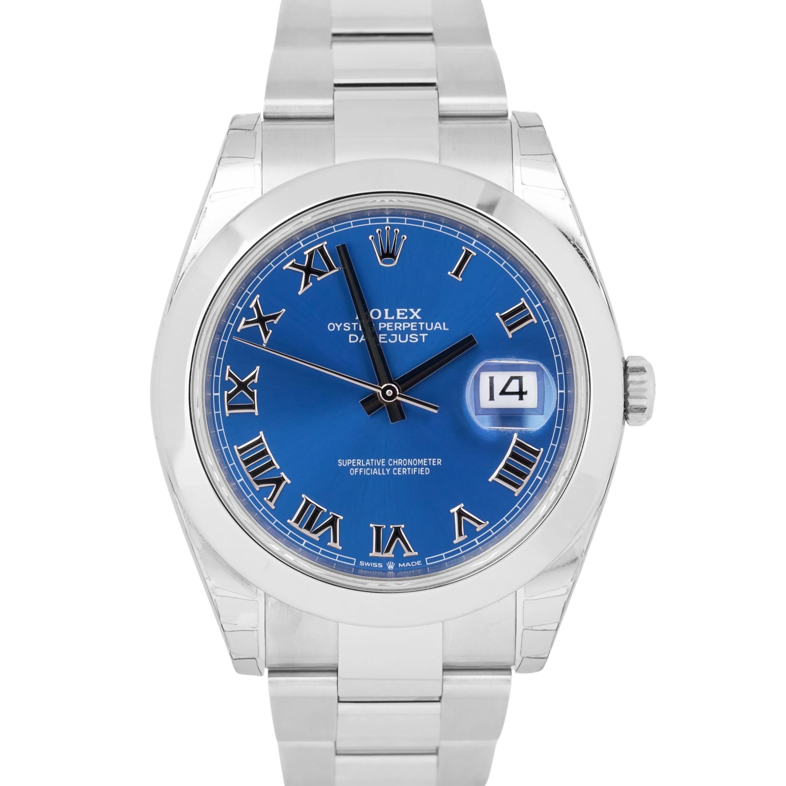 STICKERED 2021 PAPERS Rolex DateJust 41 AZZURRO BLUE Steel Oyster 126300 B P