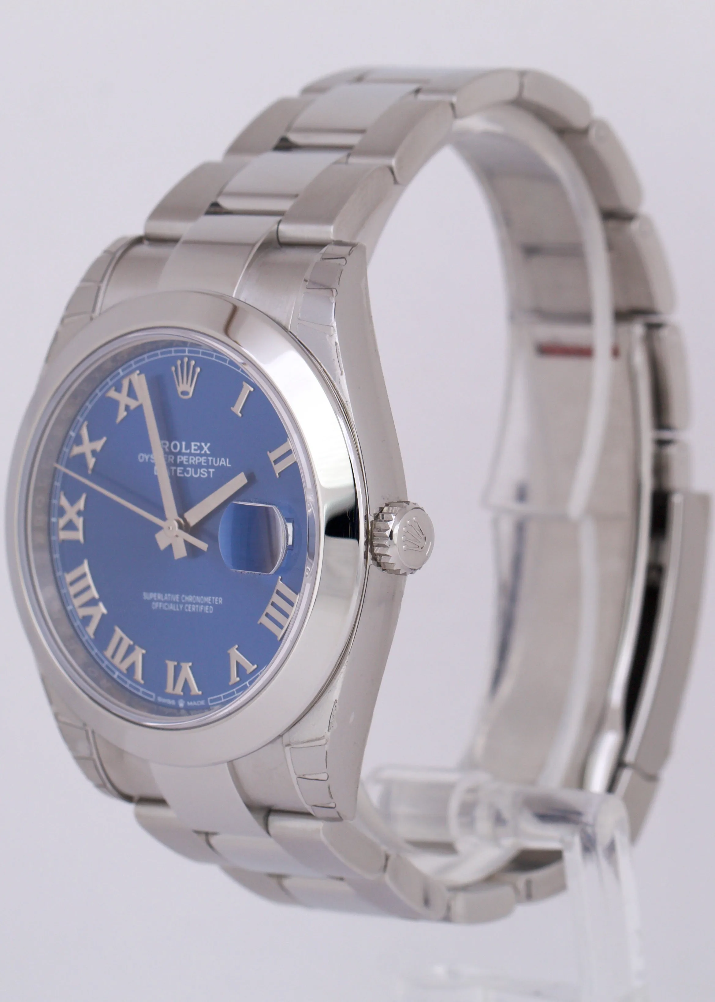 STICKERED 2021 PAPERS Rolex DateJust 41 AZZURRO BLUE Steel Oyster 126300 B P