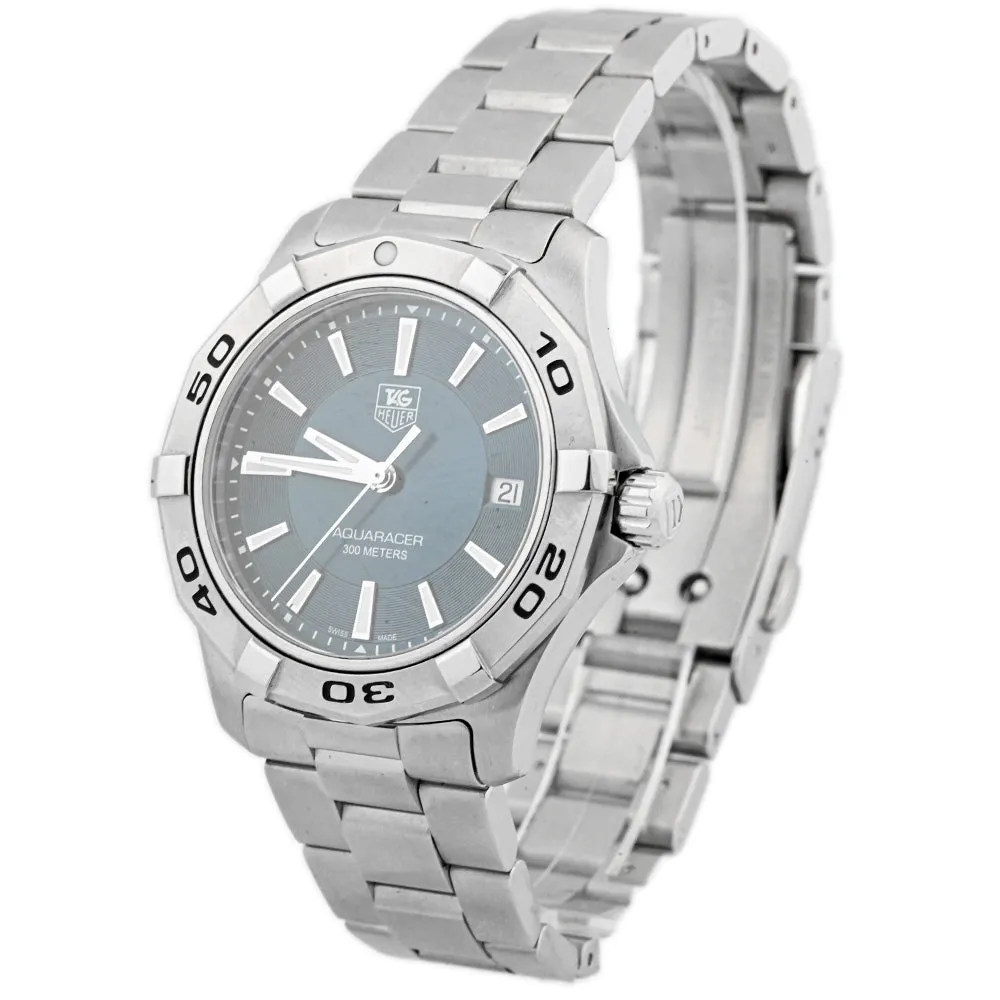 Tag Heuer Men's Aquaracer Stainless Steel 39mm Blue Stick Dial Watch Reference #: WAP1112.BA0831