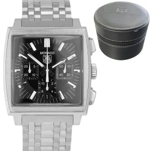 Tag Heuer Monaco Chronograph CW2111-0 Automatic 38mm Black Stainless Steel Watch