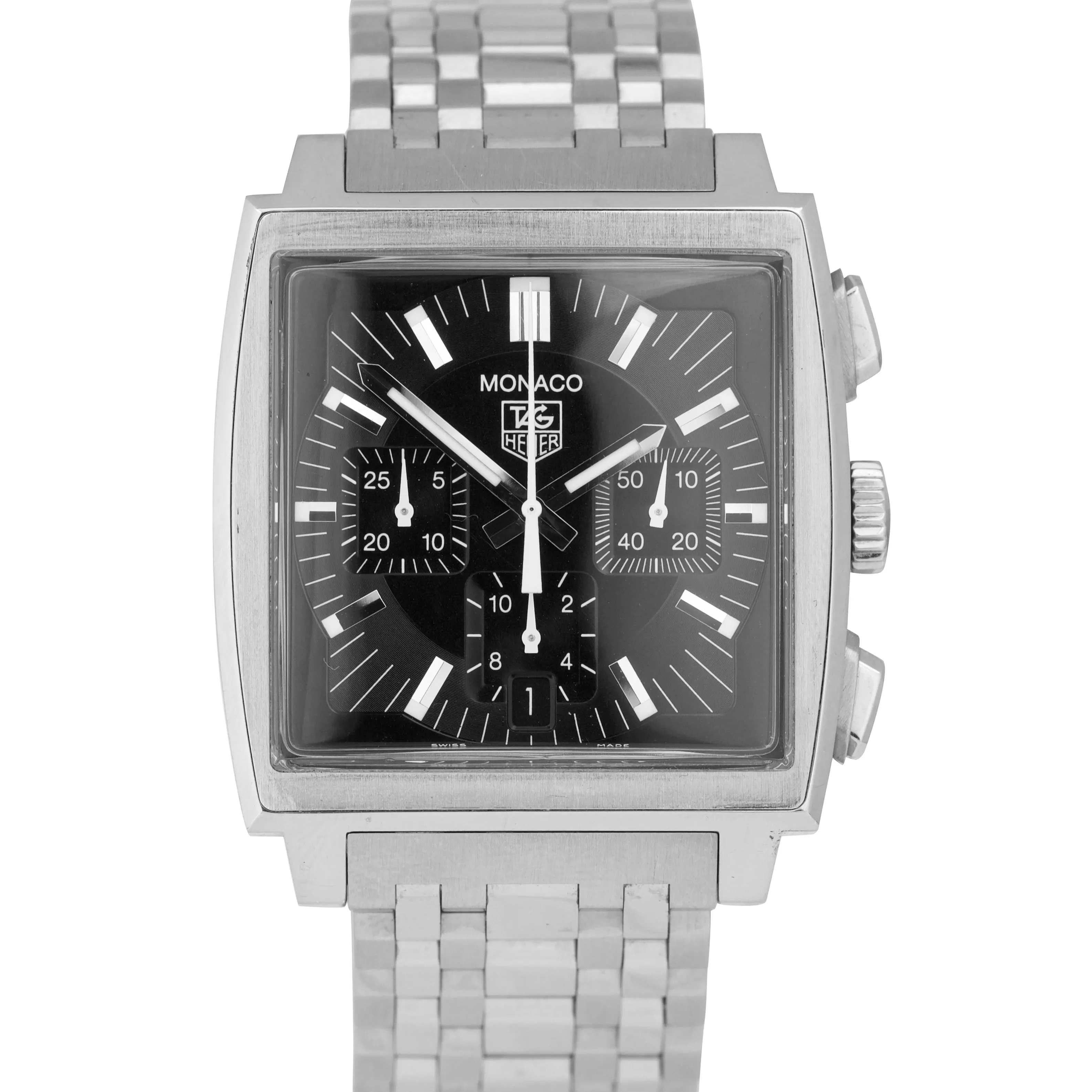 Tag Heuer Monaco Chronograph CW2111-0 Automatic 38mm Black Stainless Steel Watch