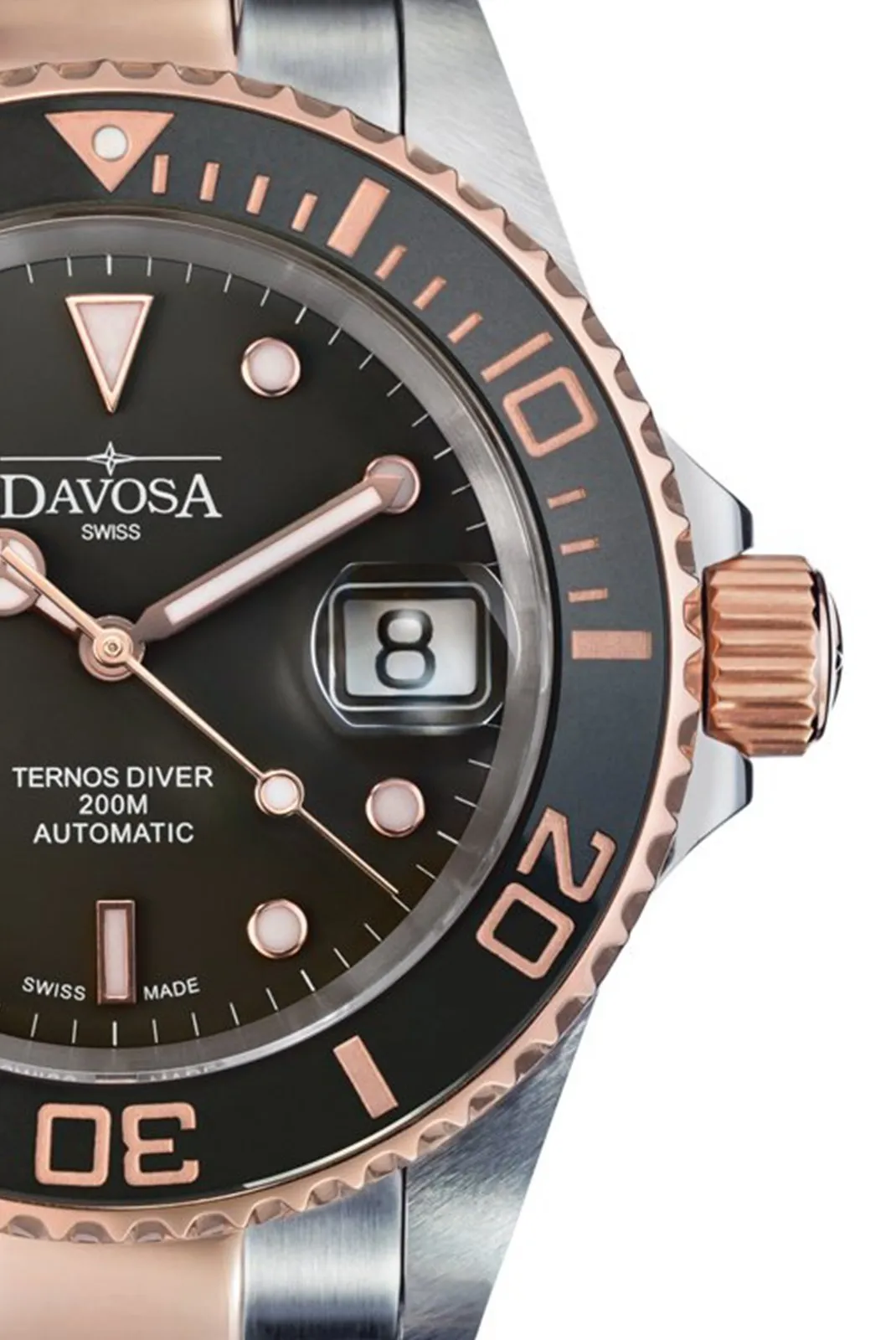 Ternos Ceramic Automatic Swiss-Made Black Rose Gold Diving Watch 16155565