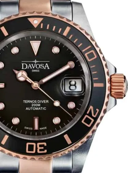 Ternos Ceramic Automatic Swiss-Made Black Rose Gold Diving Watch 16155565