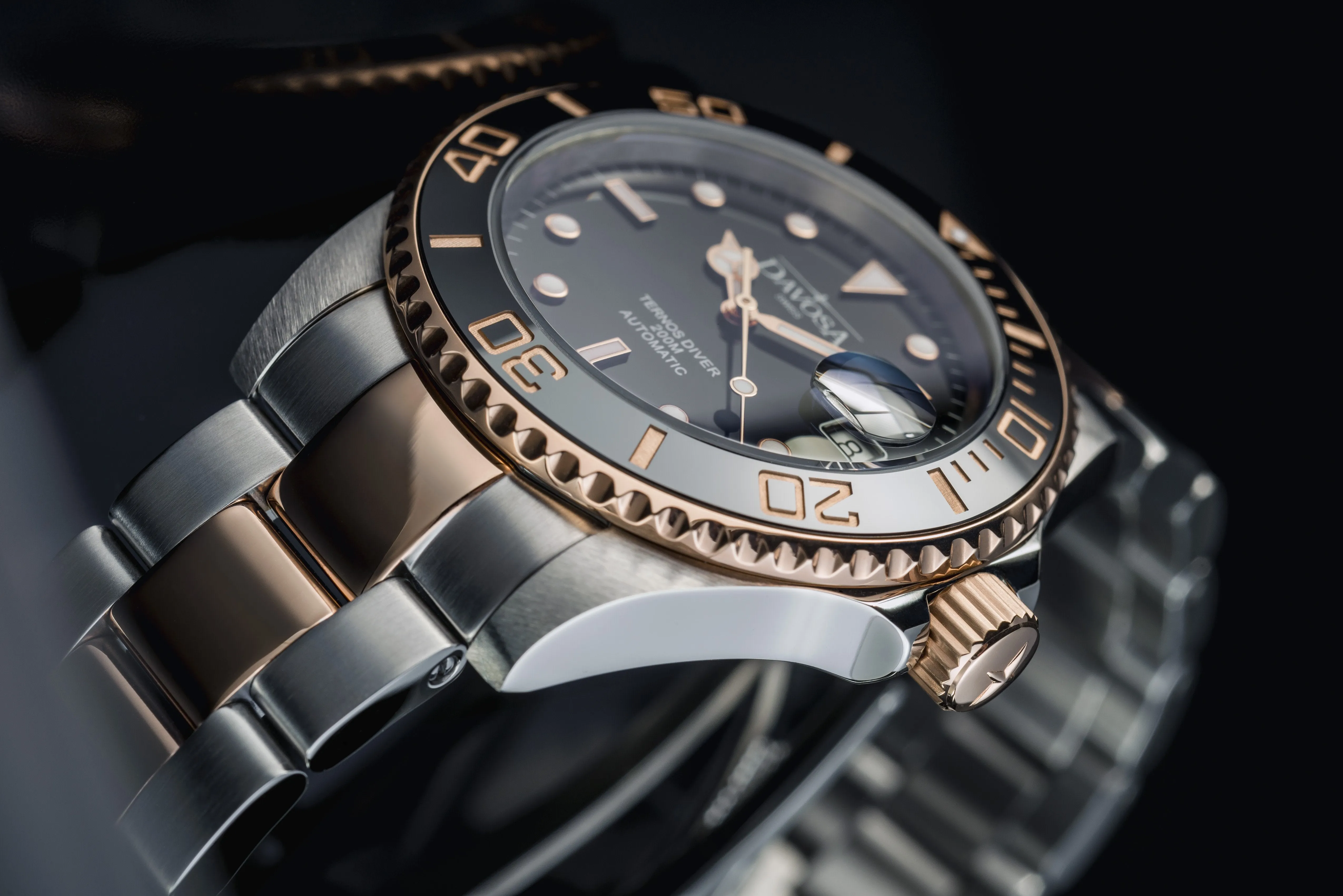 Ternos Ceramic Automatic Swiss-Made Black Rose Gold Diving Watch 16155565