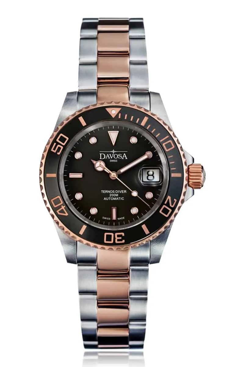 Ternos Ceramic Automatic Swiss-Made Black Rose Gold Diving Watch 16155565