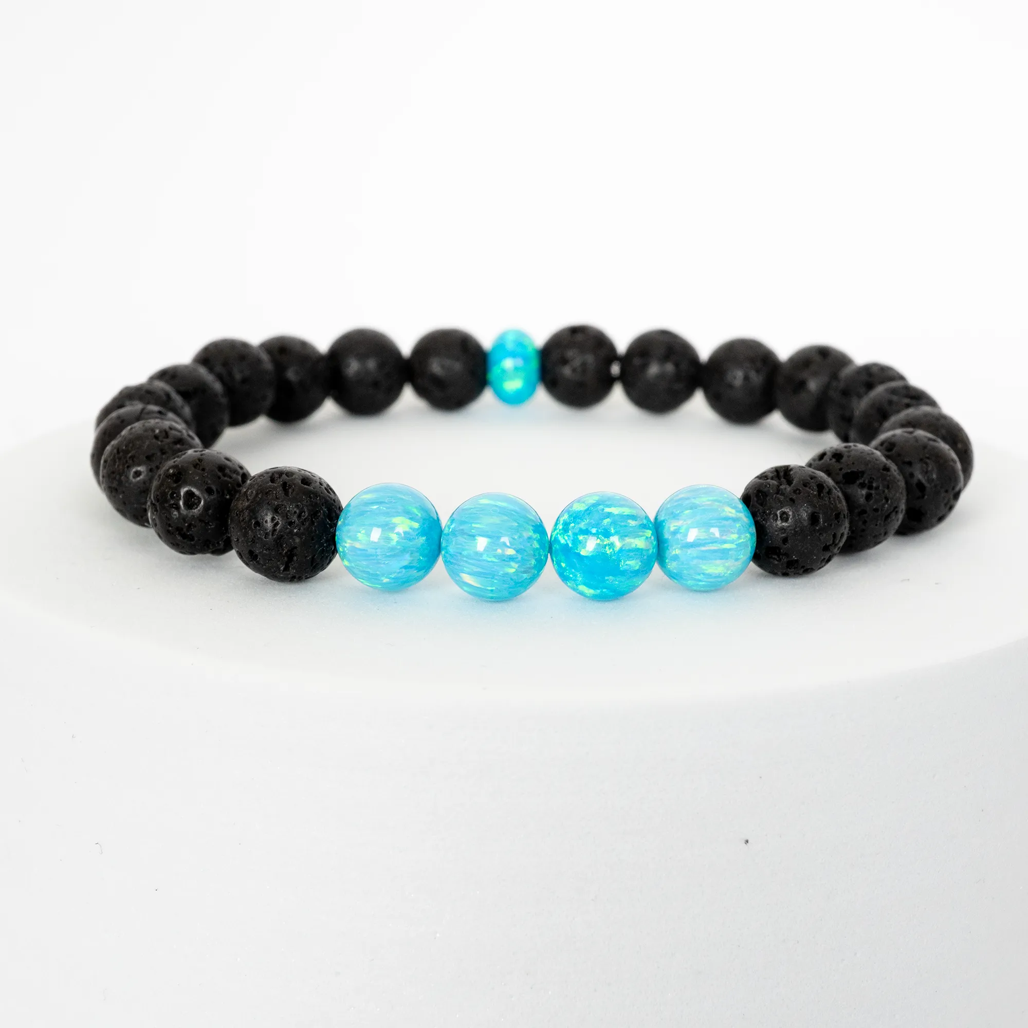 Turquoise Opal & Lava Stone Beaded Bracelet