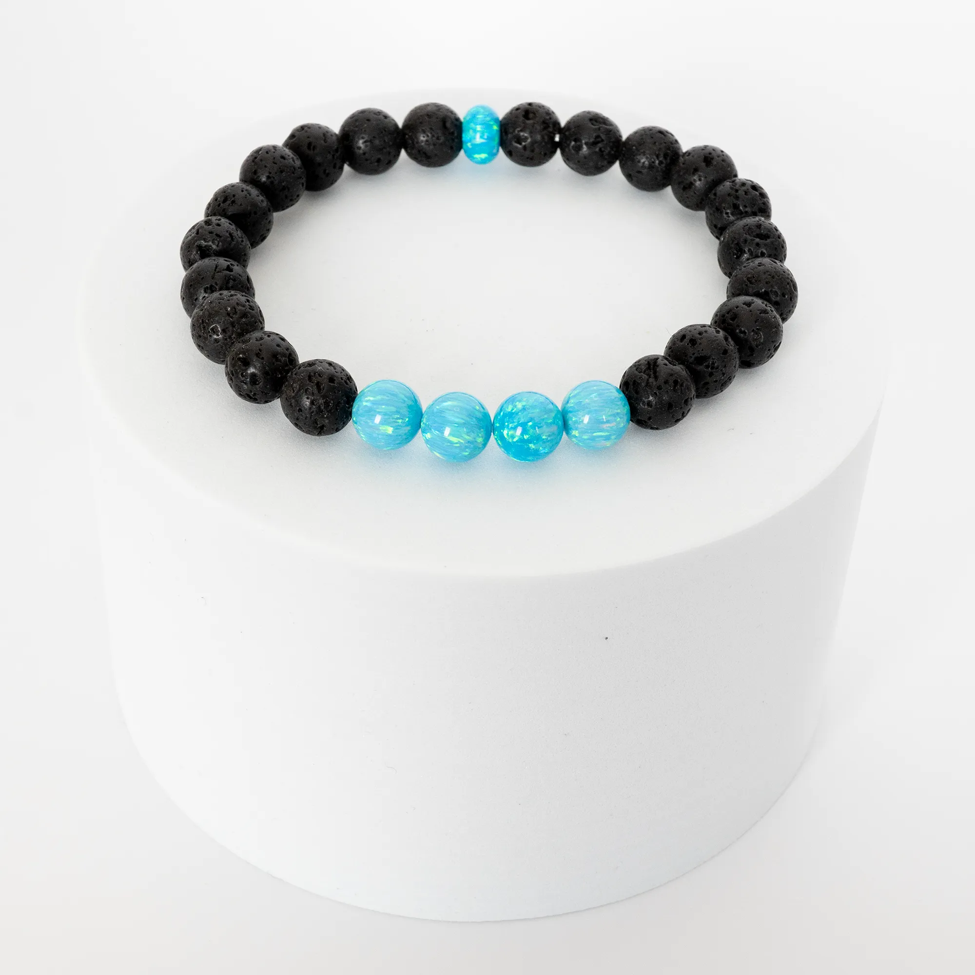 Turquoise Opal & Lava Stone Beaded Bracelet