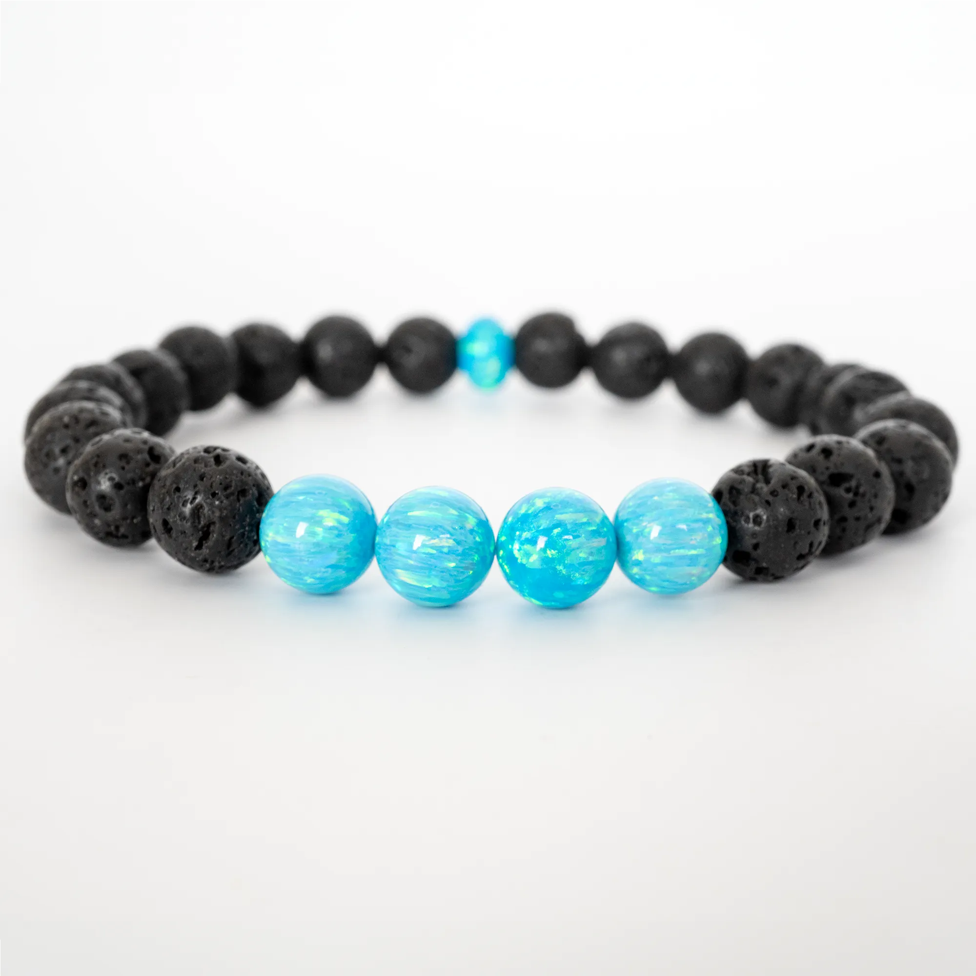 Turquoise Opal & Lava Stone Beaded Bracelet