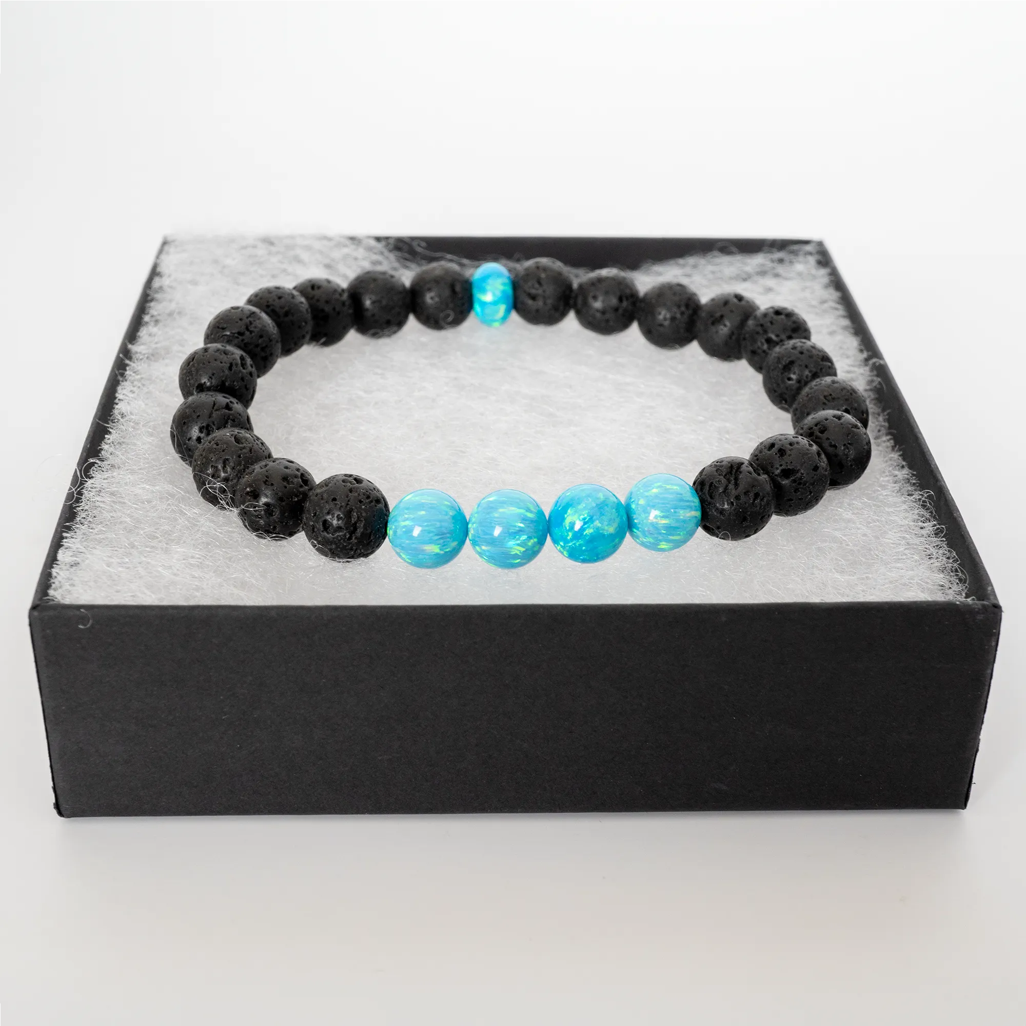 Turquoise Opal & Lava Stone Beaded Bracelet