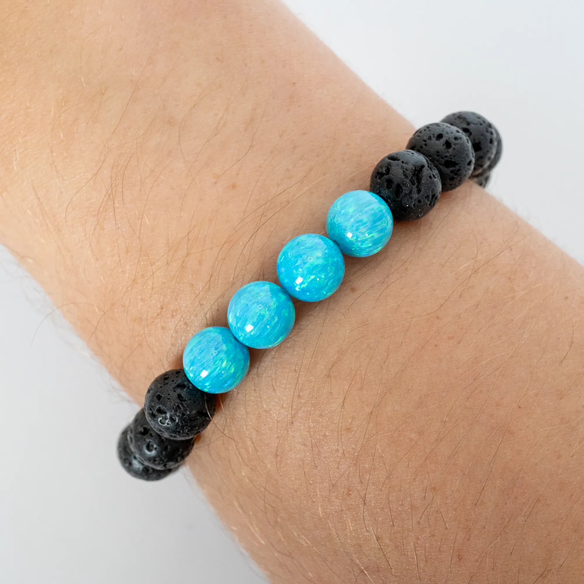 Turquoise Opal & Lava Stone Beaded Bracelet