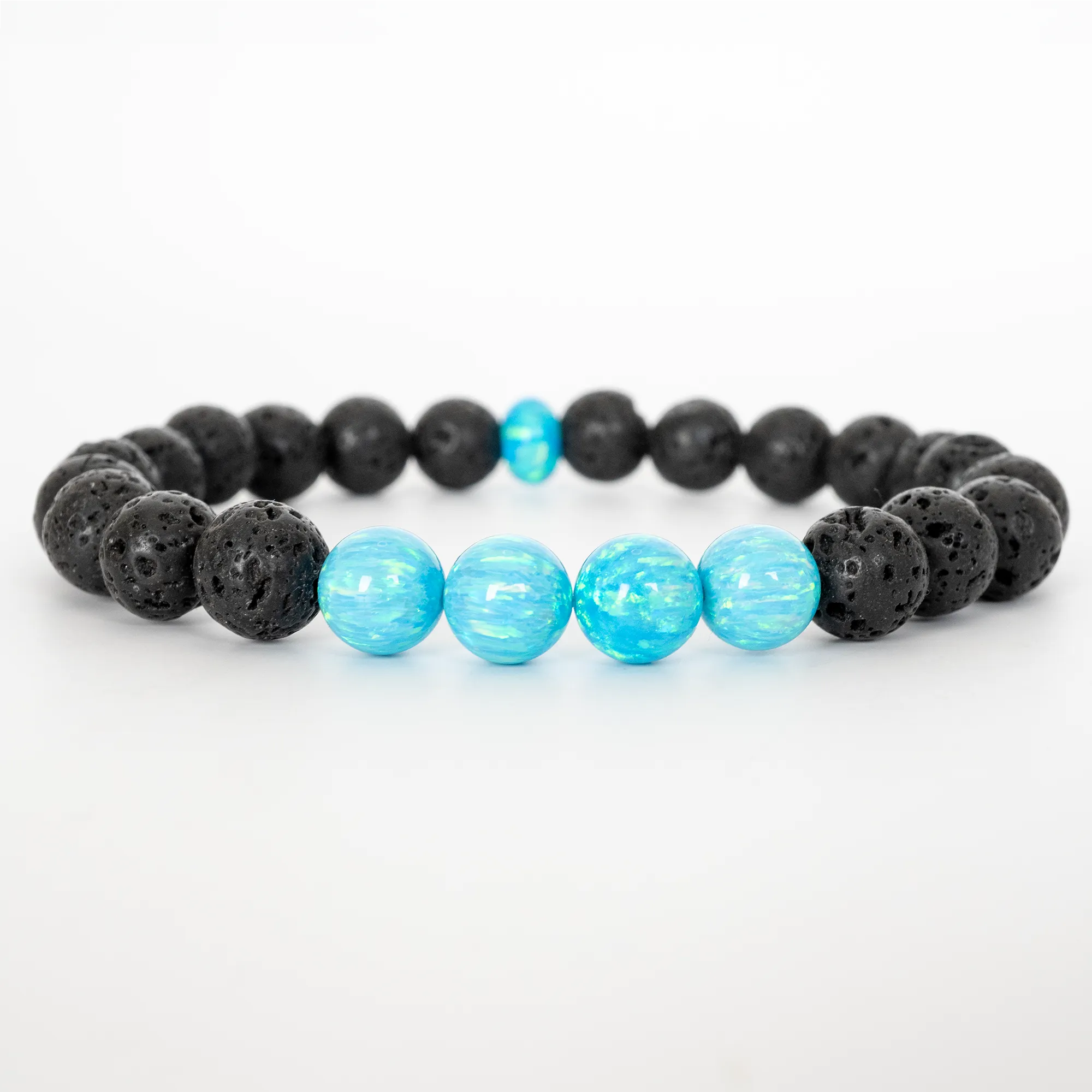 Turquoise Opal & Lava Stone Beaded Bracelet