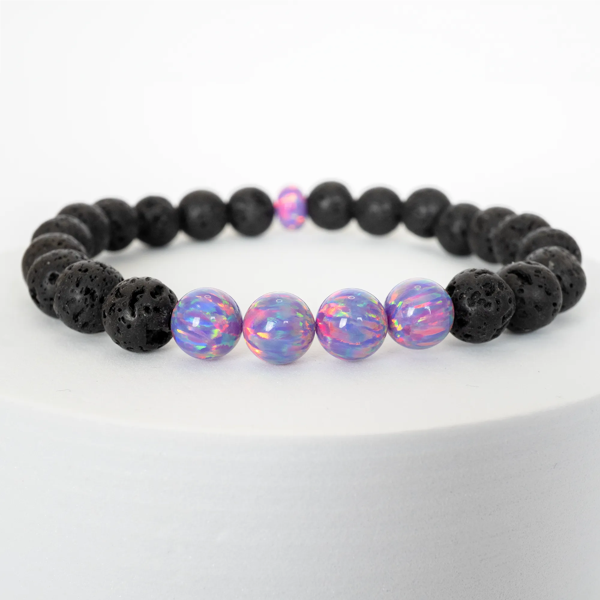 Ultra Violet Opal & Lava Stone Beaded Bracelet