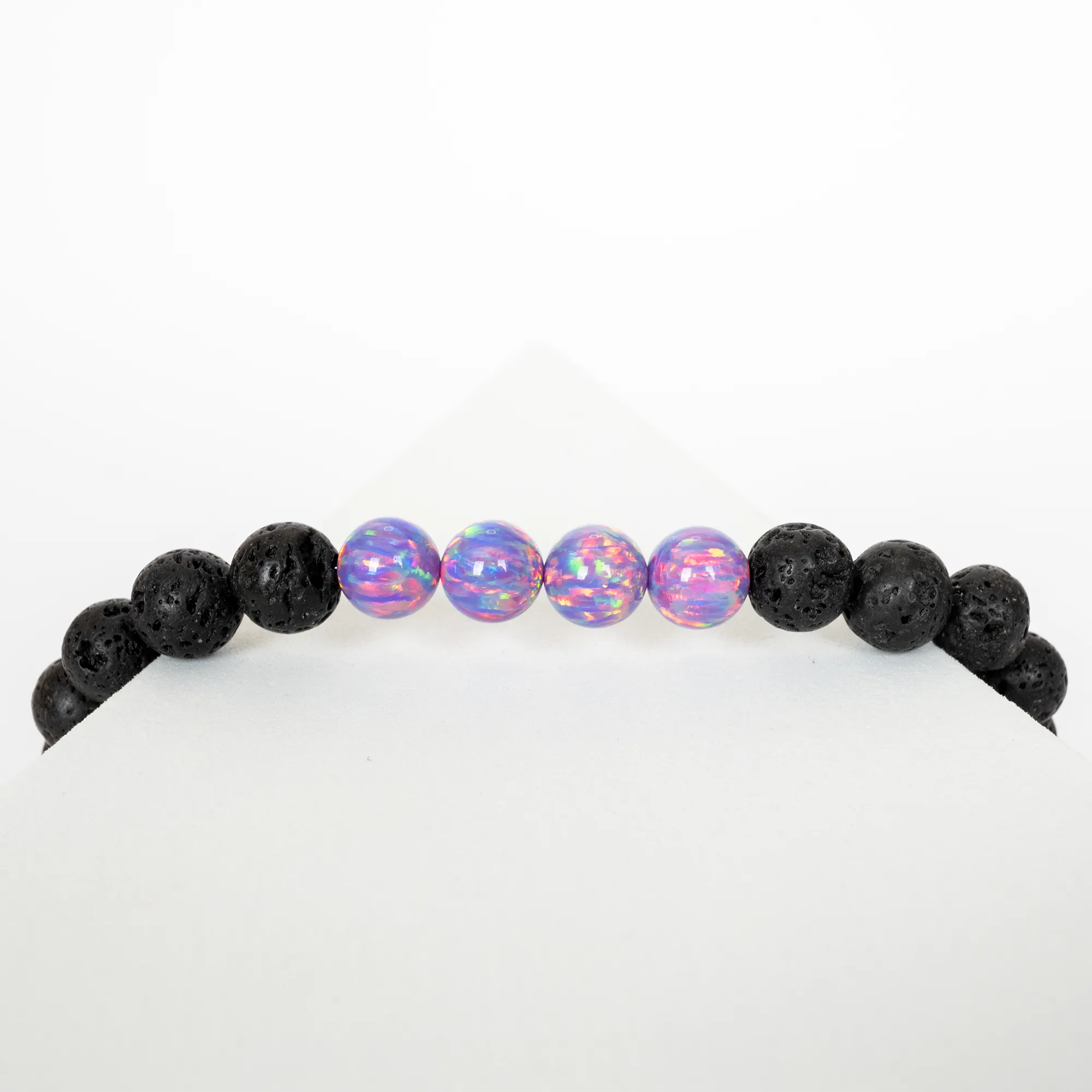 Ultra Violet Opal & Lava Stone Beaded Bracelet