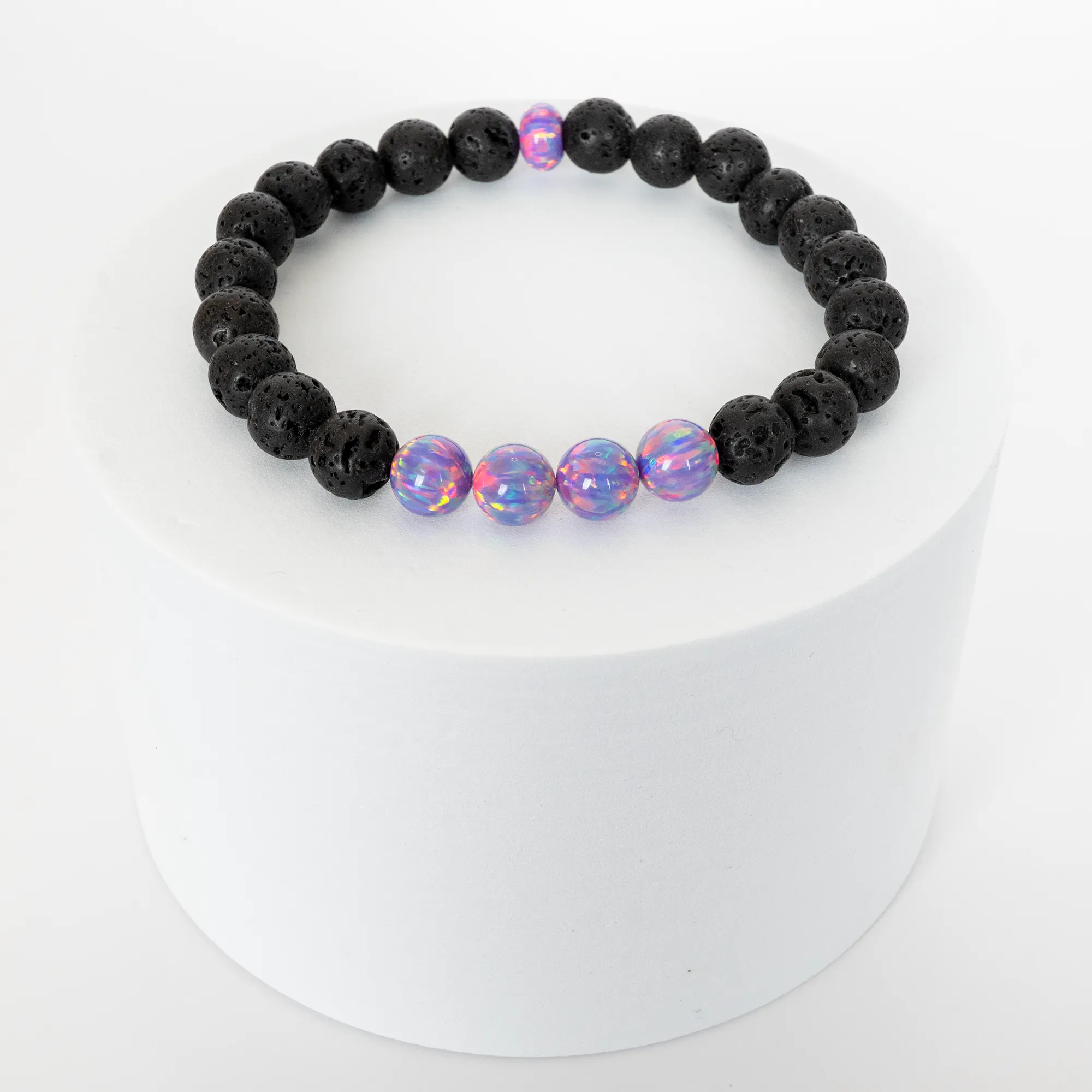 Ultra Violet Opal & Lava Stone Beaded Bracelet