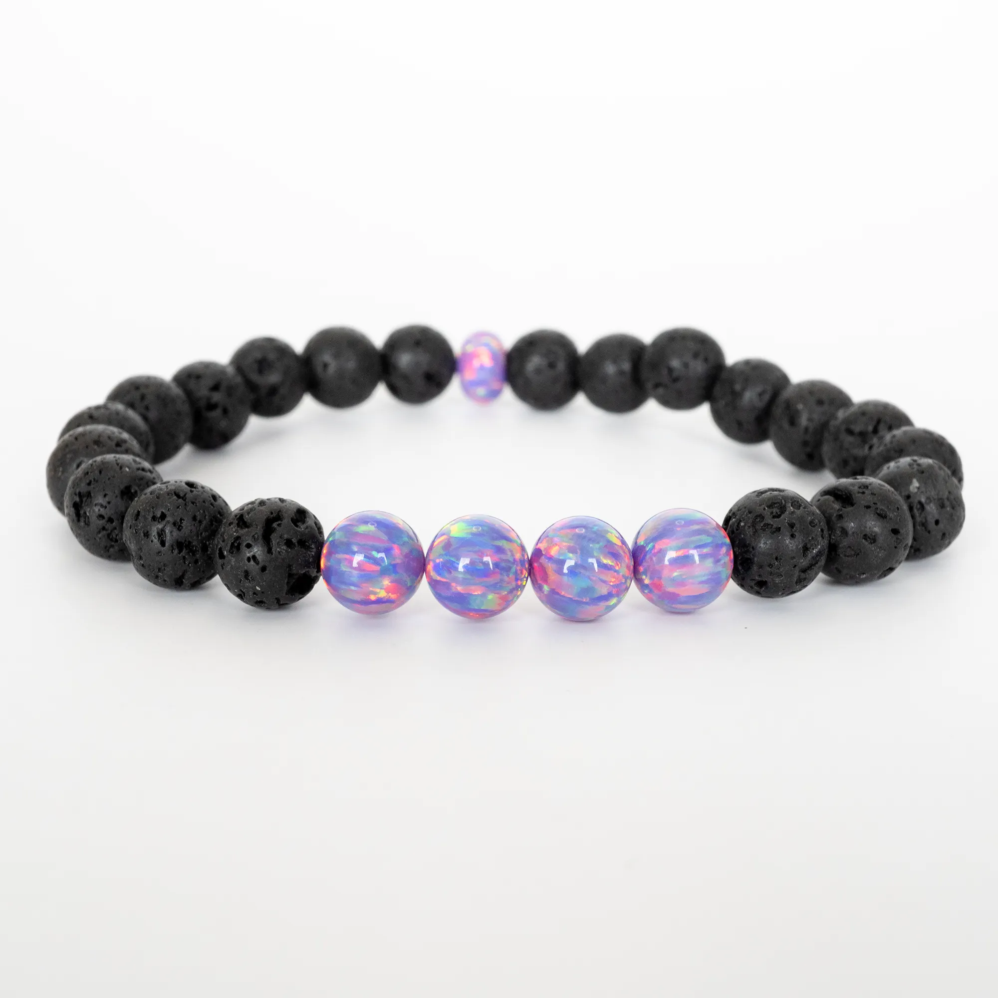 Ultra Violet Opal & Lava Stone Beaded Bracelet