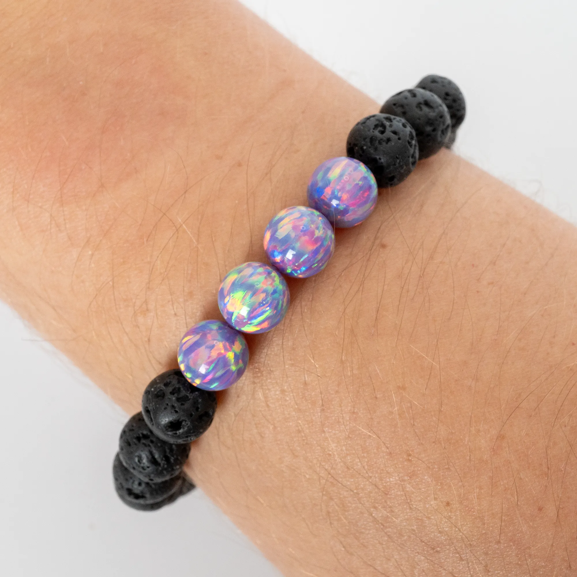 Ultra Violet Opal & Lava Stone Beaded Bracelet