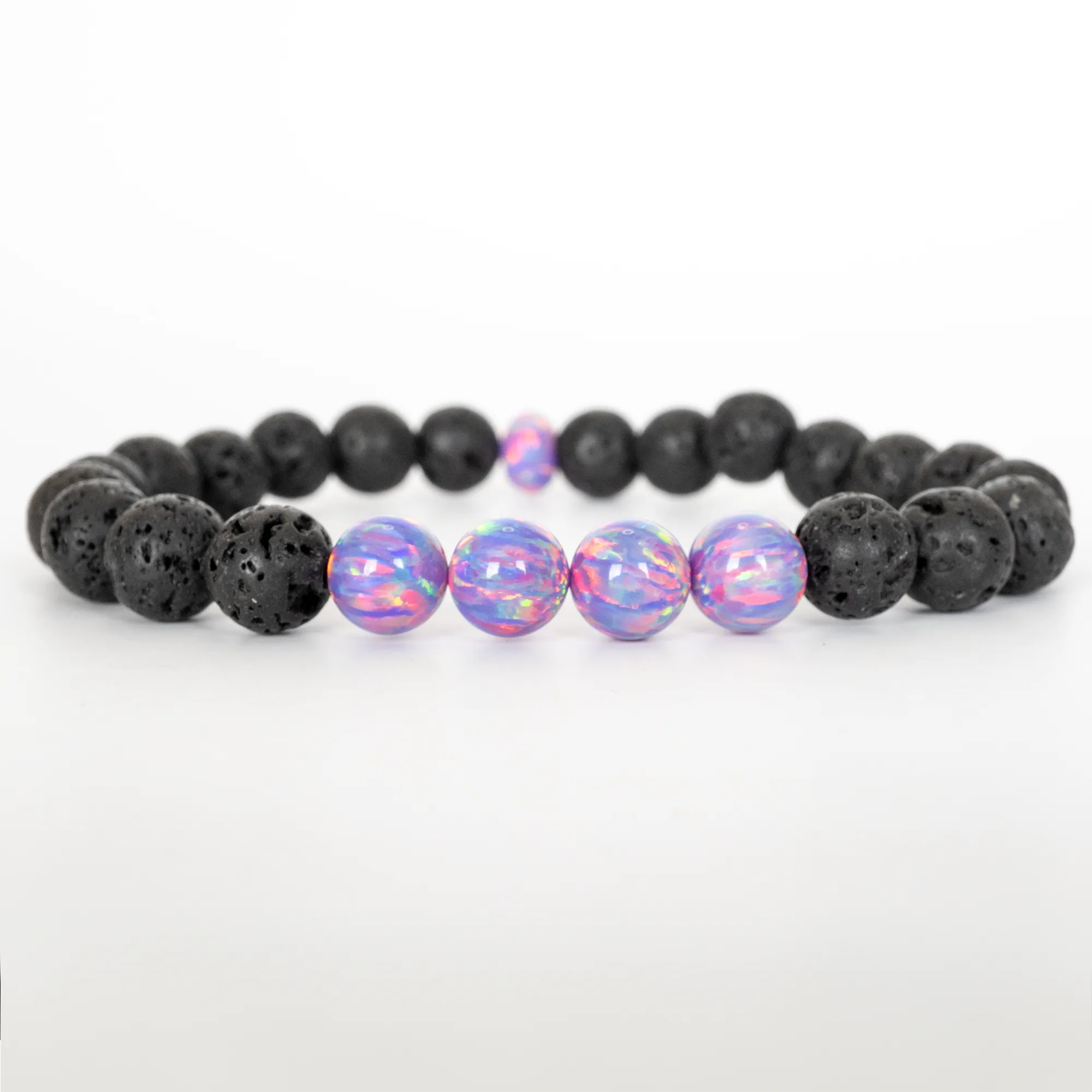 Ultra Violet Opal & Lava Stone Beaded Bracelet