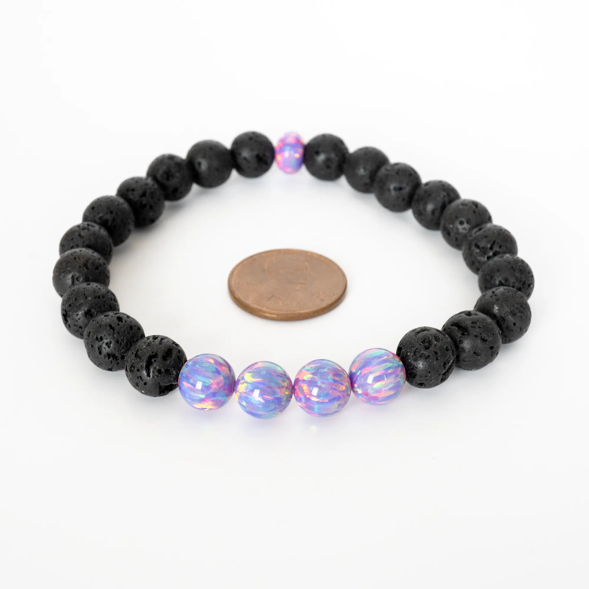 Ultra Violet Opal & Lava Stone Beaded Bracelet