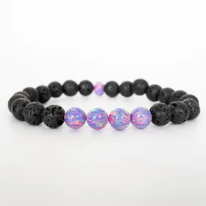 Ultra Violet Opal & Lava Stone Beaded Bracelet