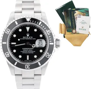 UNPOLISHED Rolex Submariner Date Stainless Steel Black 40mm Dive SEL Watch 16610