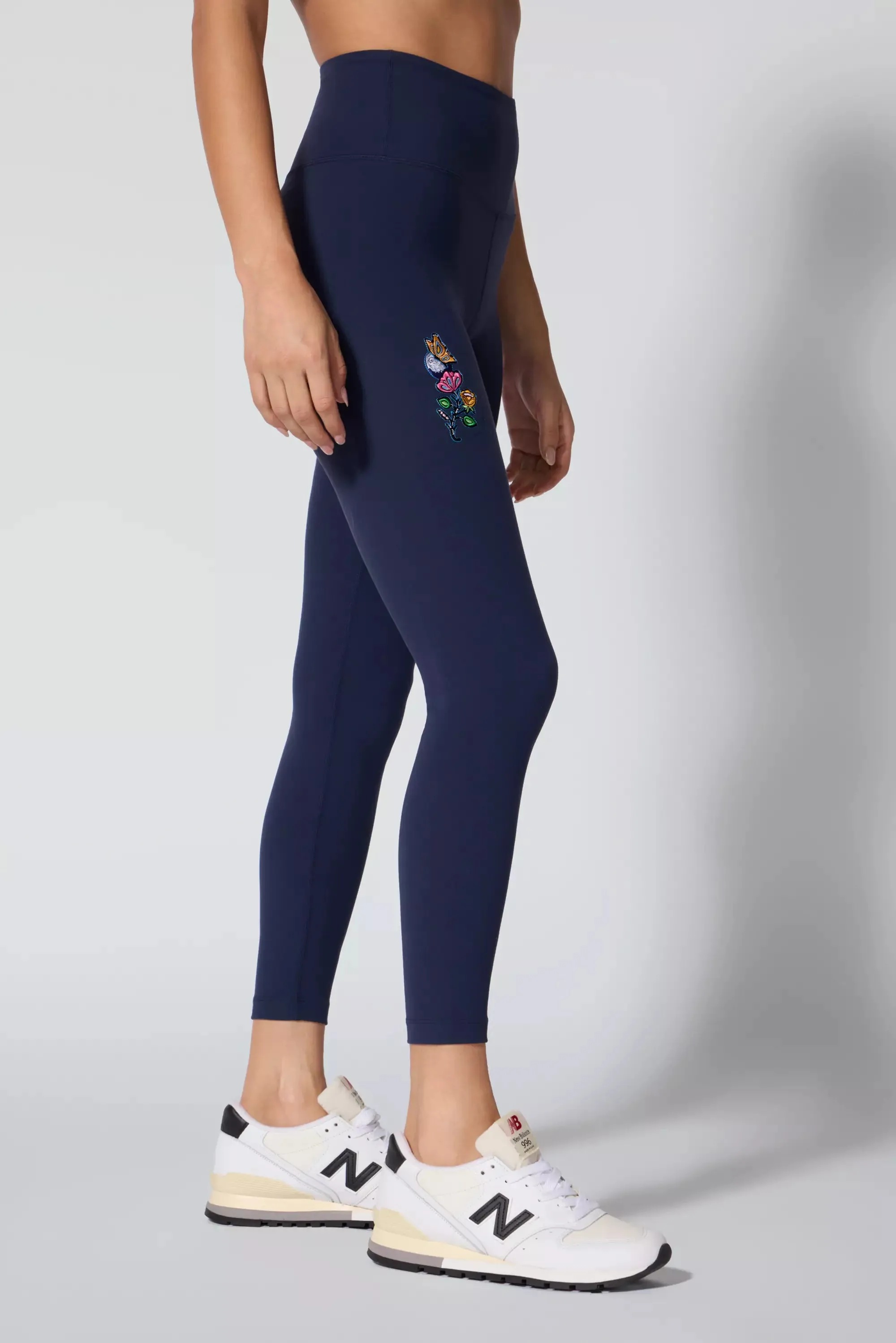 Velocity Embroidered Legging - Deep Navy