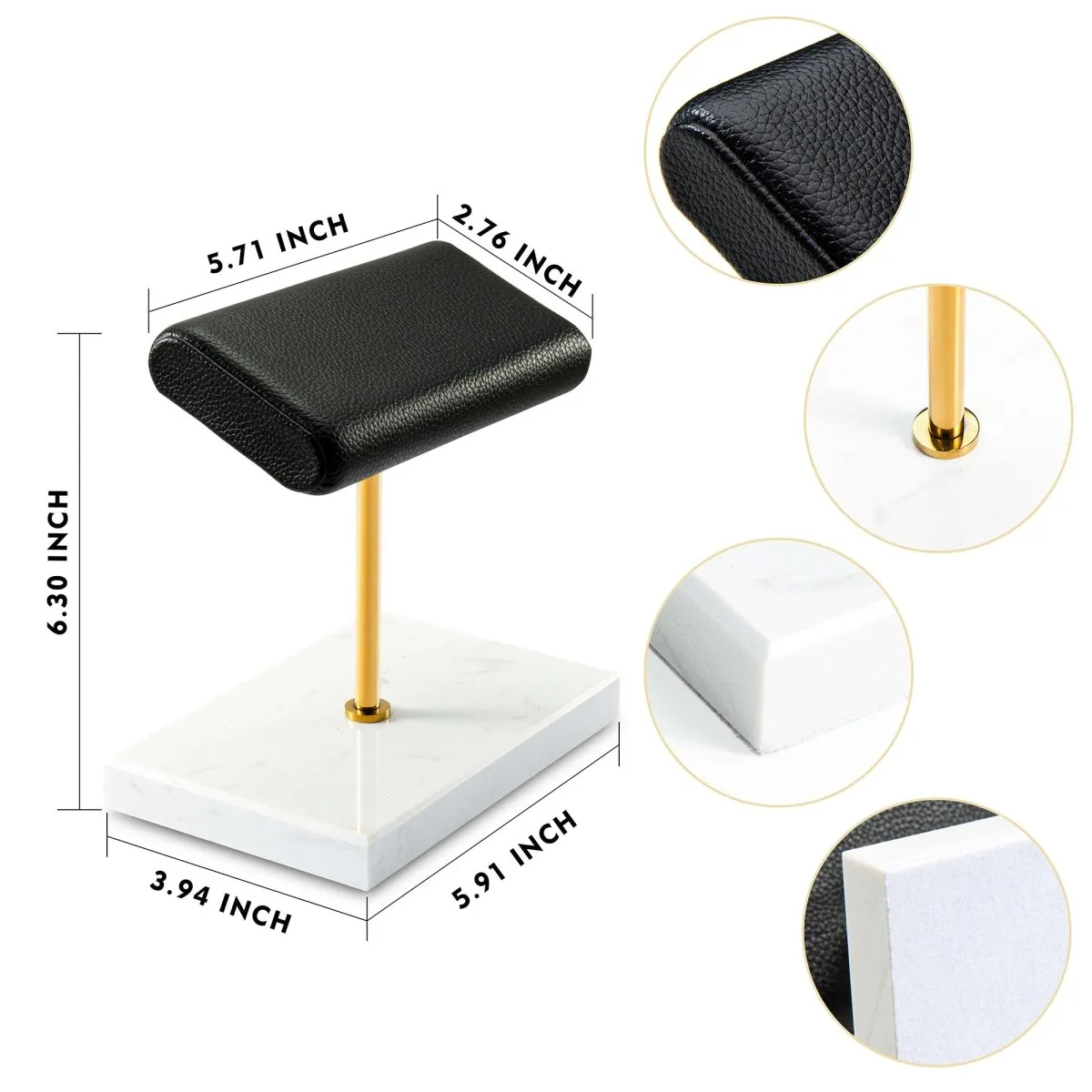 Watch Display Stand - Dual  Leather Watch Holder Stand with Marble Base
