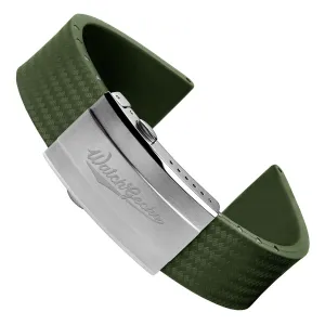 WatchGecko 400 Italian Rubber Divers Reversible Watch Strap - Military Green - Brushed / Polished