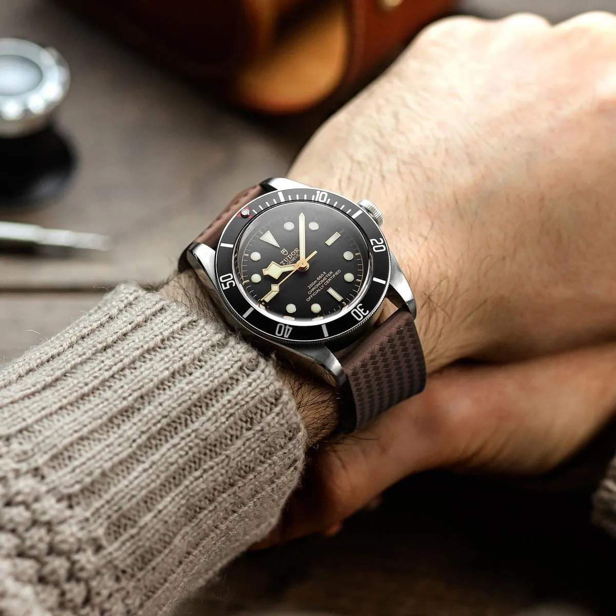 WatchGecko 400 Italian Rubber Divers Reversible Watch Strap - Military Green - IP Black