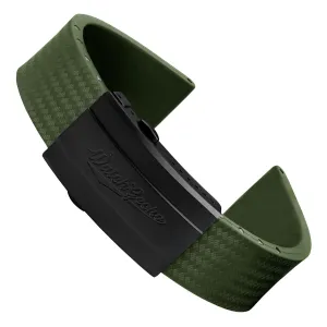 WatchGecko 400 Italian Rubber Divers Reversible Watch Strap - Military Green - IP Black