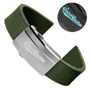 WatchGecko 400 Italian Rubber Divers Reversible Watch Strap - Military Green - Super Luminova