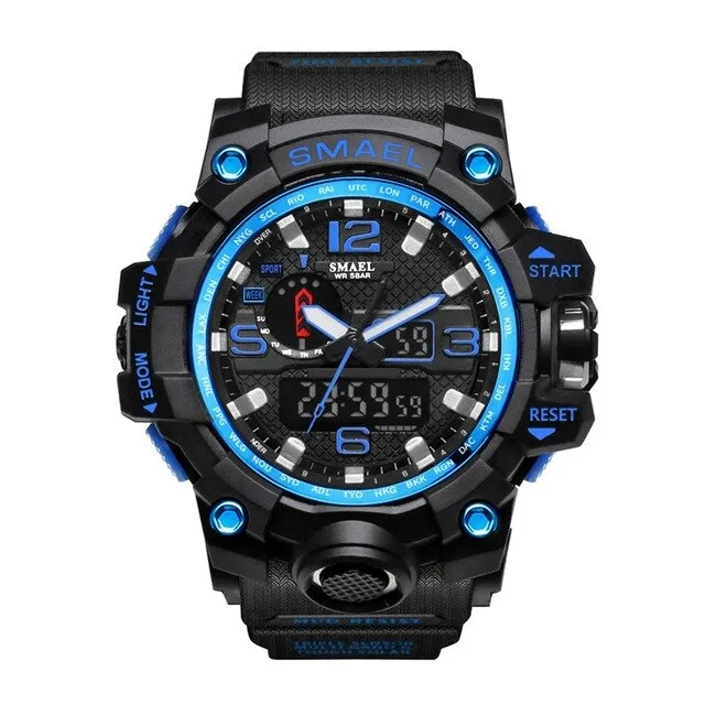 Waterproof Men LED Wristwatch Outdoor Sports Wristwatch Climbing Running Chronograph Alarm Clock 1545 Military Watch