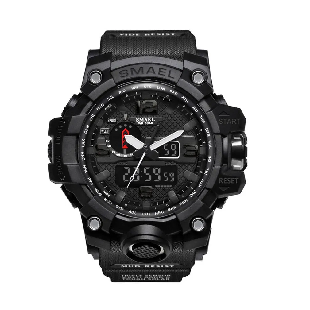 Waterproof Men LED Wristwatch Outdoor Sports Wristwatch Climbing Running Chronograph Alarm Clock 1545 Military Watch