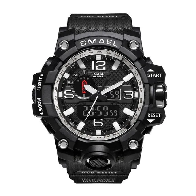Waterproof Men LED Wristwatch Outdoor Sports Wristwatch Climbing Running Chronograph Alarm Clock 1545 Military Watch