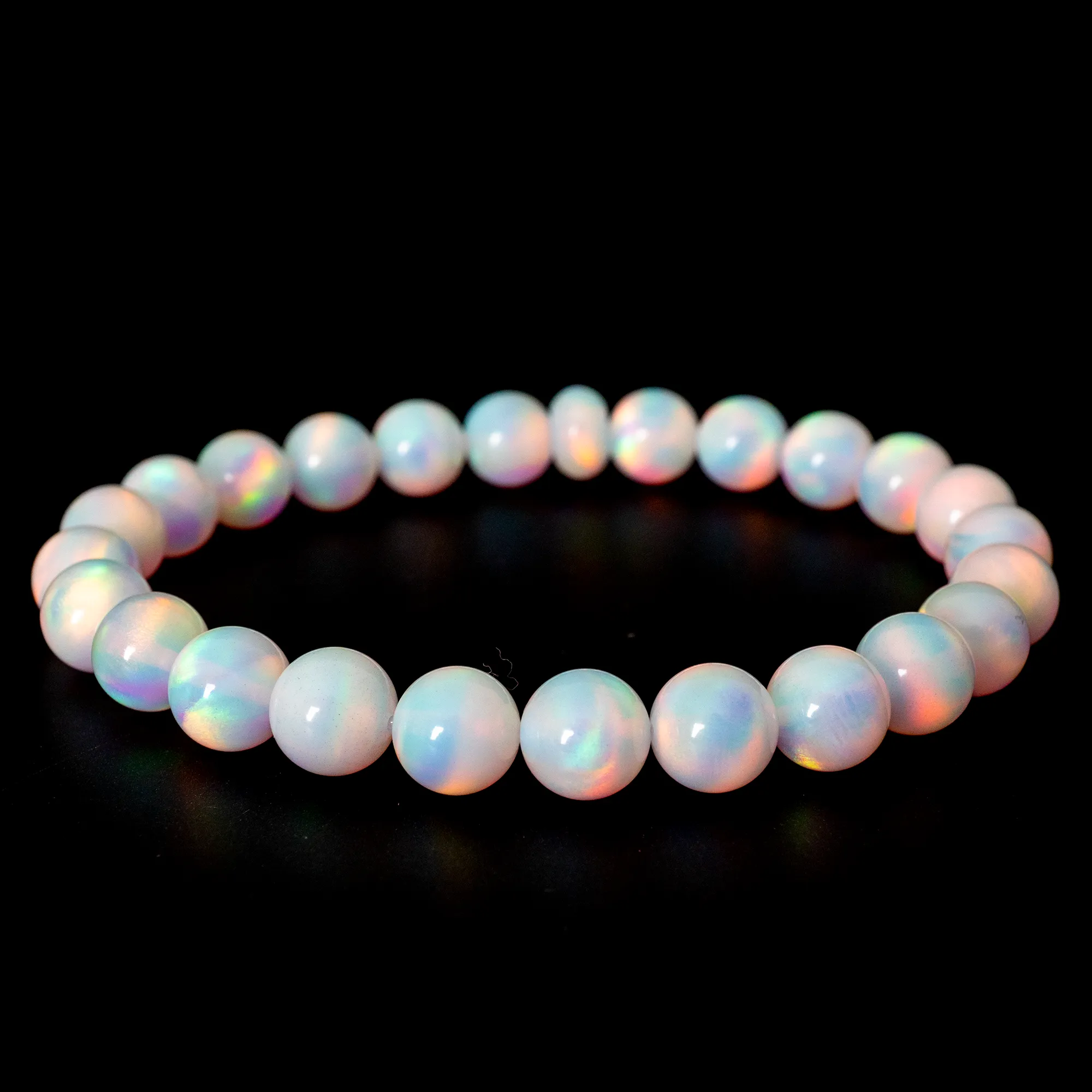 White Rainbow Opalescence Beaded Bracelet