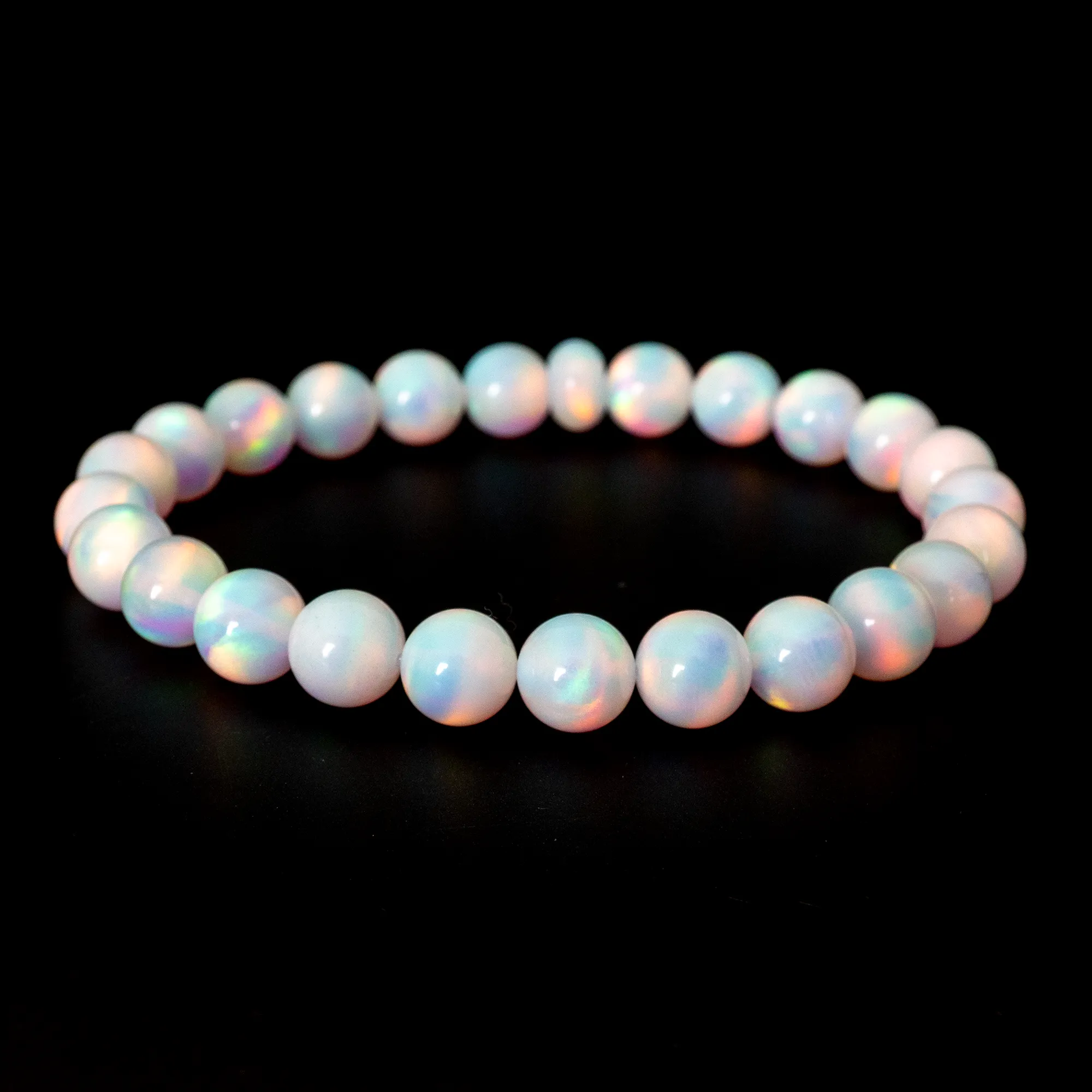White Rainbow Opalescence Beaded Bracelet