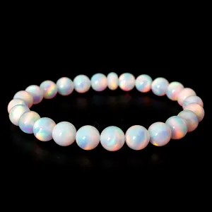 White Rainbow Opalescence Beaded Bracelet