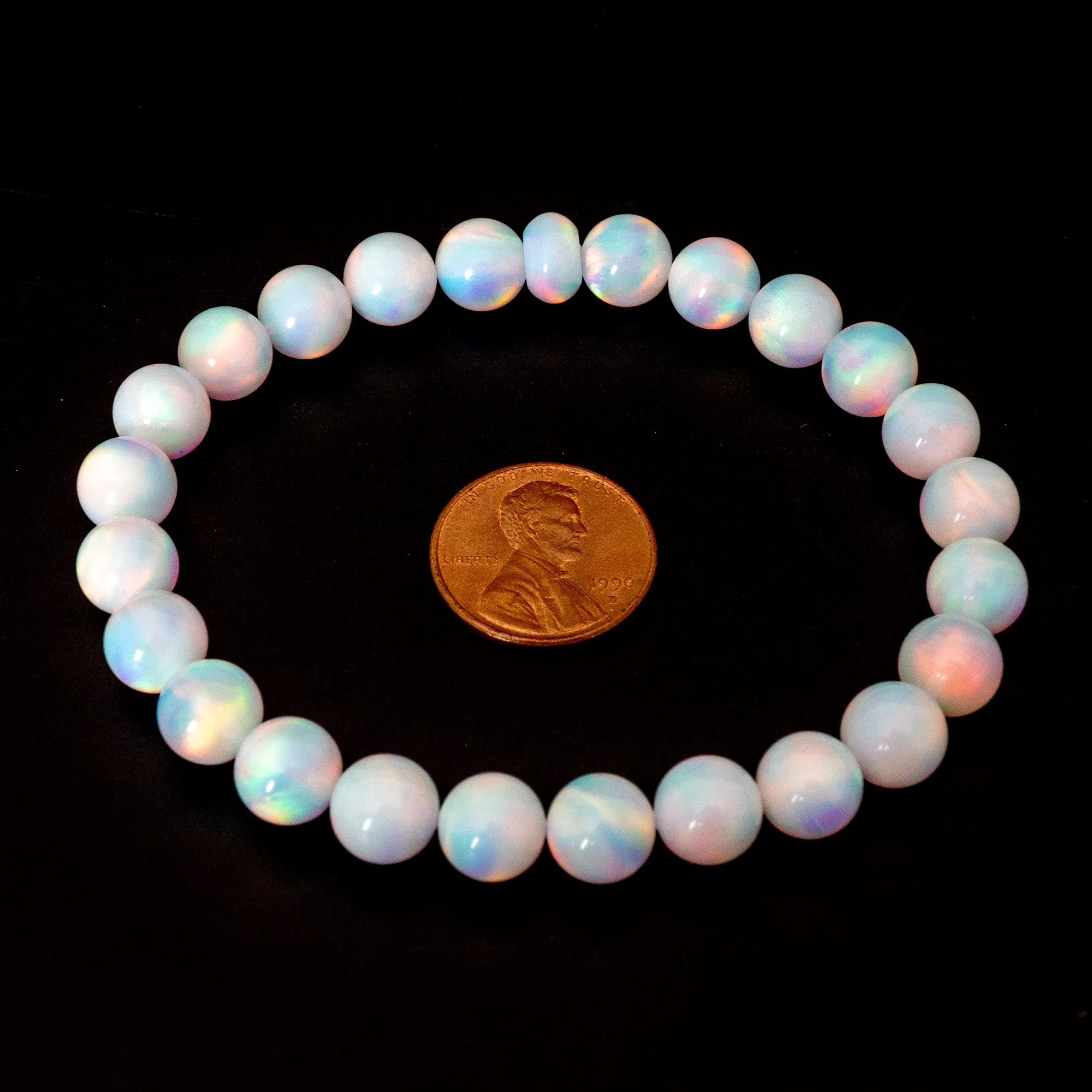 White Rainbow Opalescence Beaded Bracelet