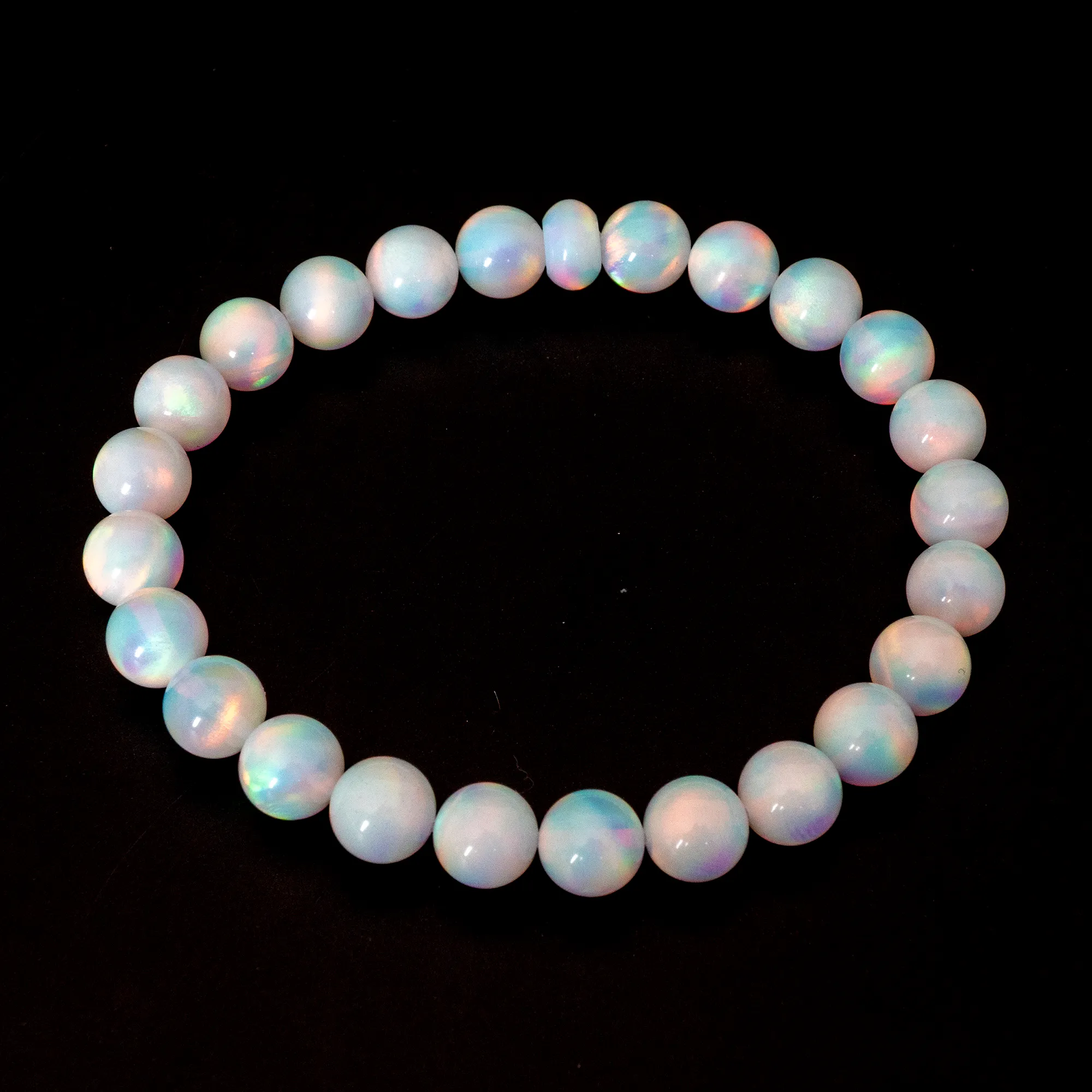 White Rainbow Opalescence Beaded Bracelet
