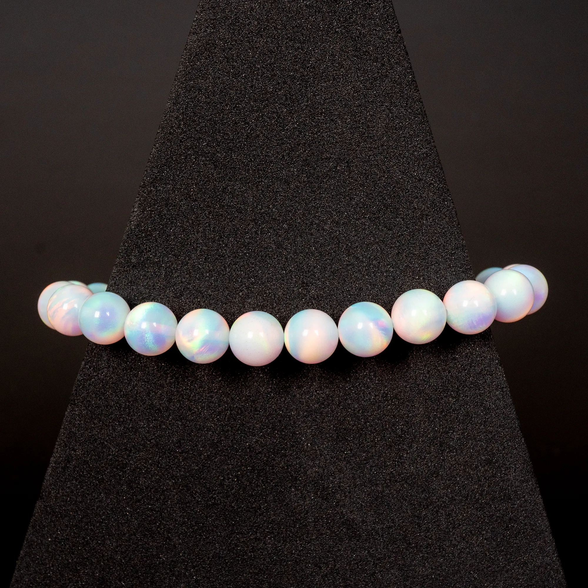 White Rainbow Opalescence Beaded Bracelet