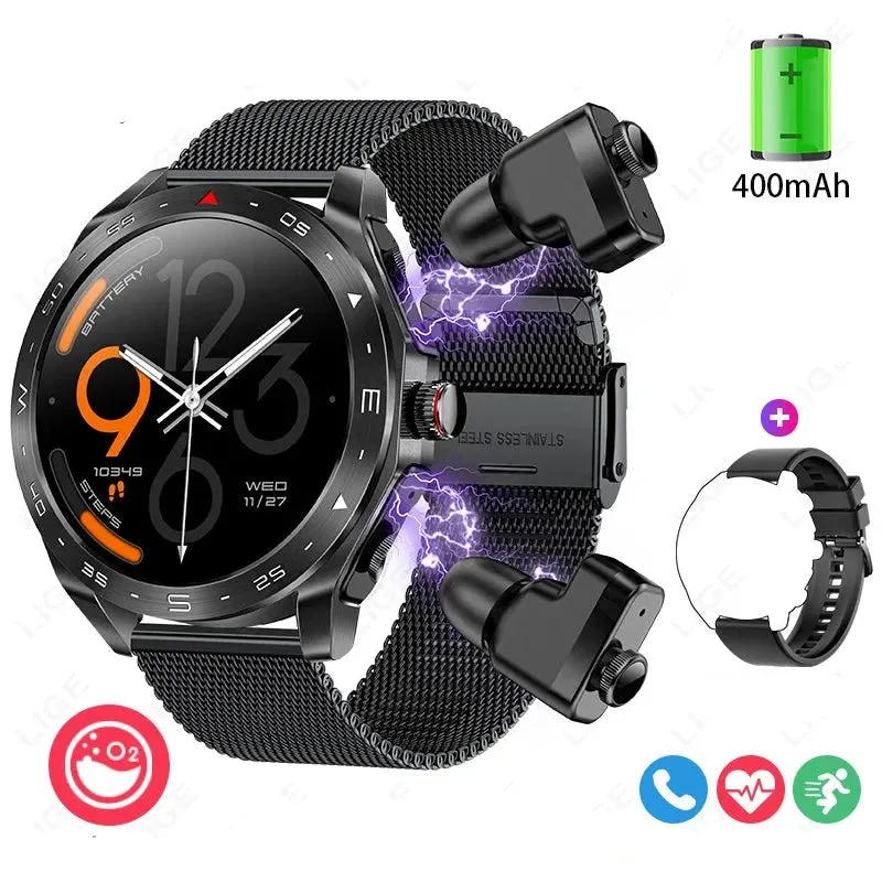 With Earbuds Bluetooth Headset  Music Sport  AMOLED Smartwatch