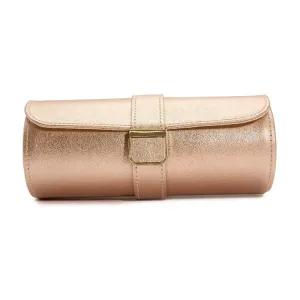 WOLF Palermo Double Watch Roll with Jewelry Pouch in Rose Gold