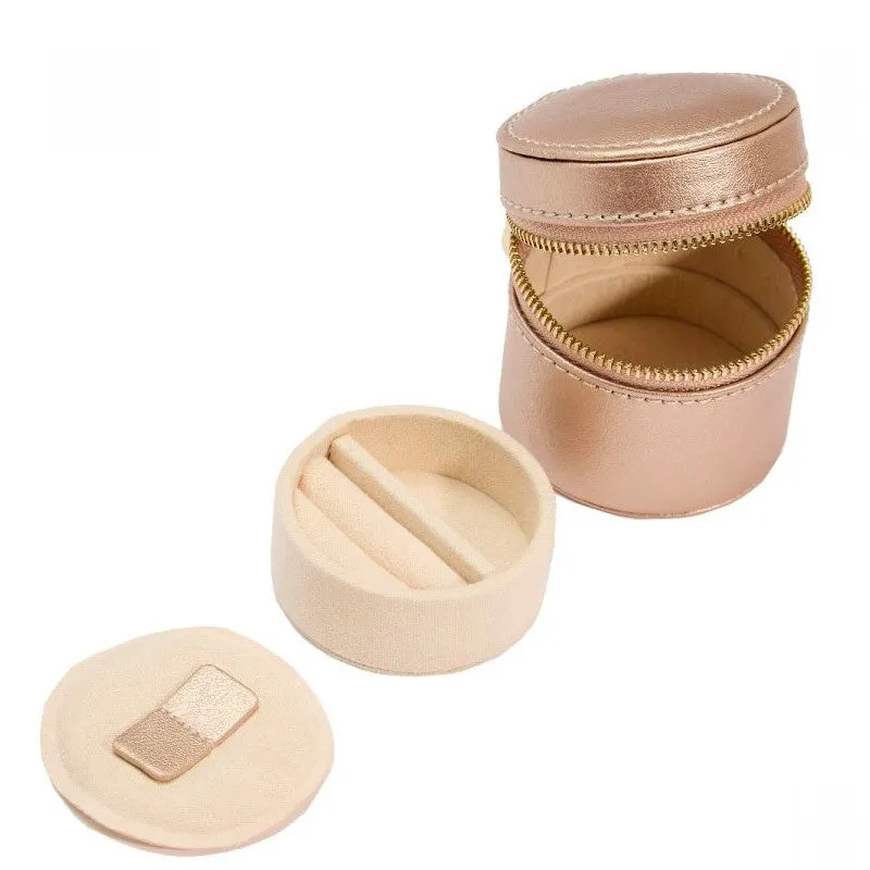 WOLF Palermo Double Watch Roll with Jewelry Pouch in Rose Gold